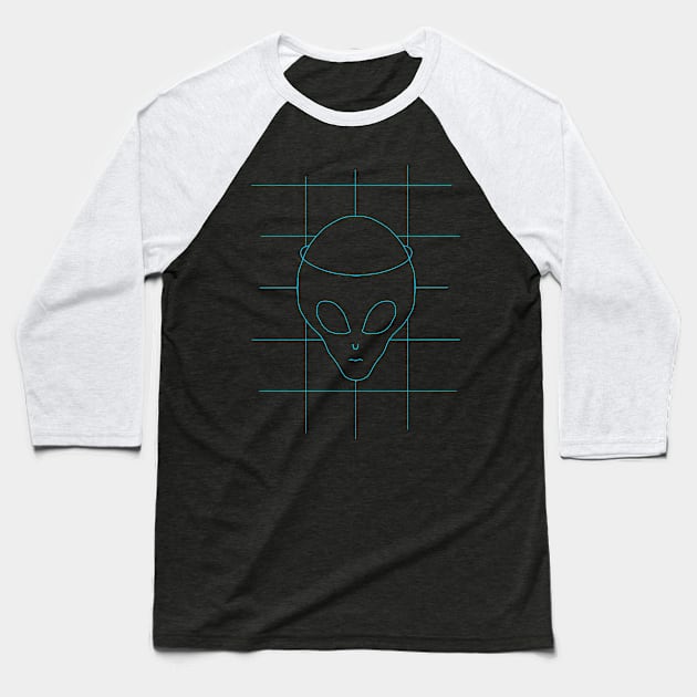 GRID DRAWING Alien Baseball T-Shirt by Namwuob